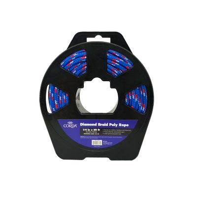 CORDA 1/4 in. x 50 ft. Diamond Braid Polypropylene General Purpose Rope, Multicolor