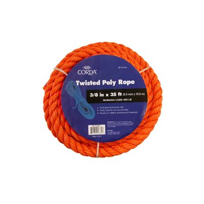 Orange 3/8" Polypropylene All Purpose General Utility Rope 600 Ft Spool 