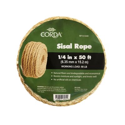 CORDA 1/4 in. x 50 ft. Plant-Based Sisal Rope