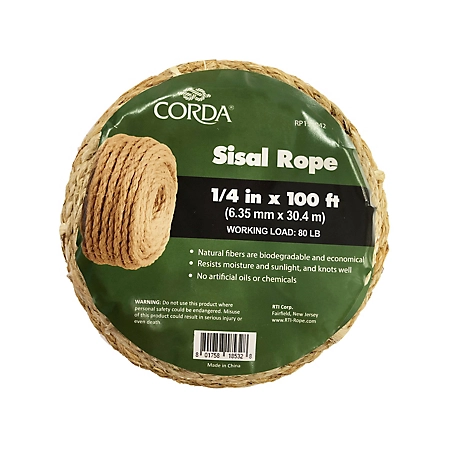 CORDA 1/4 in. x 100 ft. Plant-Based Sisal Rope