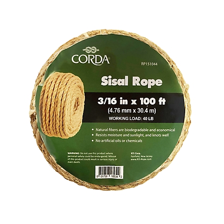 CORDA 3/16 in. x 100 ft. Plant-Based Sisal Rope