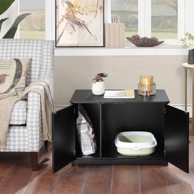 Zoovilla Kitty Litter Loo Cat Litter Box Enclosure Bench, Black