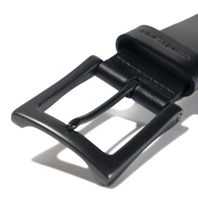 Image showing  Men's Burnished Leather Box Buckle Belt, 1.5 in., Black/Gunmetal