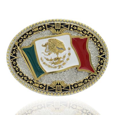 Montana Silversmiths Men's Grand Mexican Flag Attitude Belt Buckle