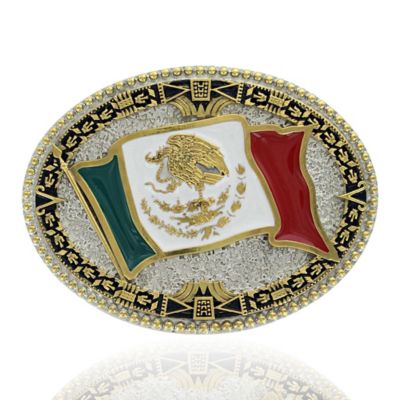 Montana Silversmiths Grand Mexican Flag Attitude Belt Buckle, A855