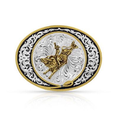 Montana Silversmiths Ranch Rope Bull Rider Belt Buckle, 6190-528