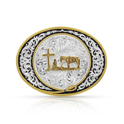 Montana Silversmiths Ranch Rope Christian Cowboy Belt Buckle, 6190-731M