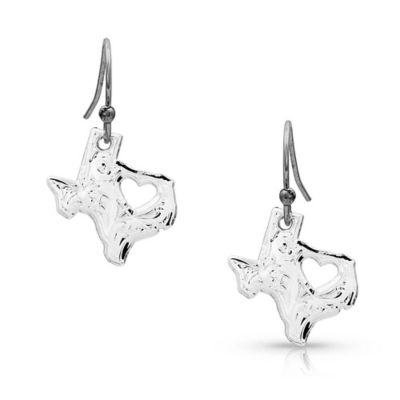 Montana Silversmiths I Heart Texas State Charm Earrings, ER2370TX