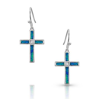 Montana Silversmiths River of Lights Opal Cross Earrings, ER4614