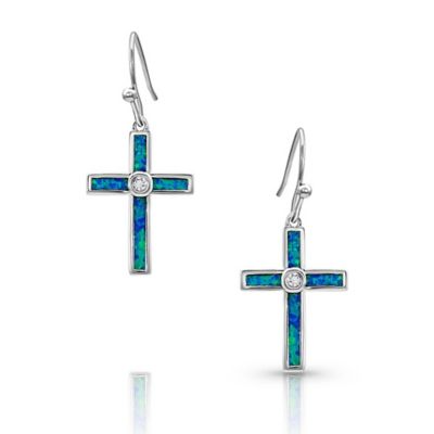 Image showing  River of Lights Opal Cross Earrings