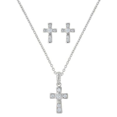 Montana Silversmiths A Mark of Faith Cross Jewelry Set, 99.9% Fine Silver Plated