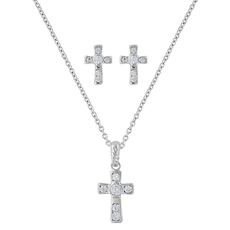 Montana Silversmiths A Mark of Faith Cross Jewelry Set, 99.9% Fine Silver Plated