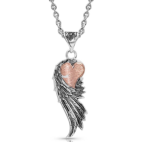 Montana Silversmiths Rose Gold Heart Strings Feather Necklace, NC4394RG