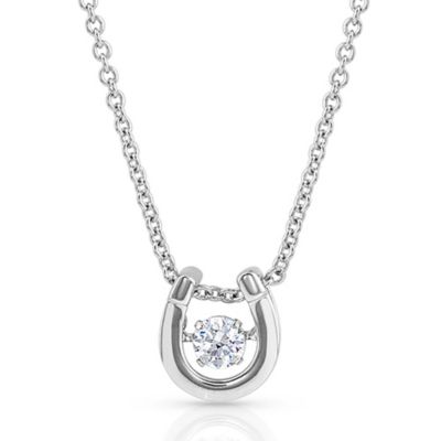 Montana Silversmiths Dancing Birthstone Horseshoe Necklace, April, NC4742-APR