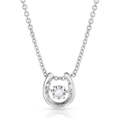 Image showing  Dancing Birthstone Horseshoe Necklace, March, NC4742-MAR