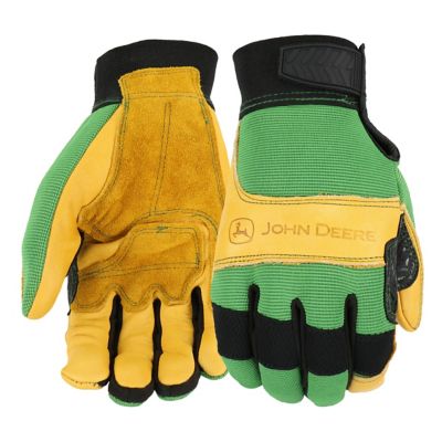 John Deere Heavy-Duty Leather Gloves with Reinforced Palm, 1 Pair