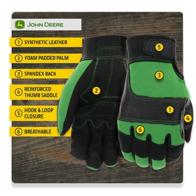 Image showing 5 th John Deere Hi-Dexterity Synthetic Leather Work Gloves, 1 Pair