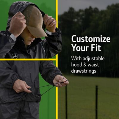 Image showing 6 th John Deere Men's Hi-Vis Rain Suit, Black