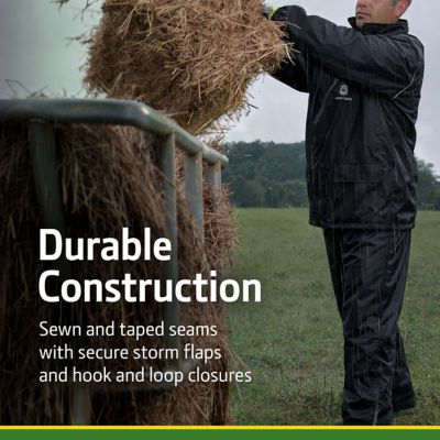 Image showing 7 th John Deere Men's Waterproof 3 pc. Rain Suit with 2 in. Storm Flap, Black