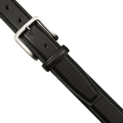 Image showing  Men's Leather Cut Edge Stitched Belt with Snaps, 34 mm, Black