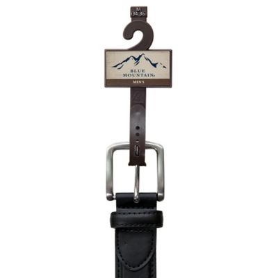 Image showing 6 th Blue Mountain Men's Leather Cut Edge Stitched Belt with Snaps, 34 mm, Black