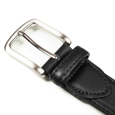 Image showing  Men's Leather Cut Edge Stitched Belt with Snaps, 34 mm, Black