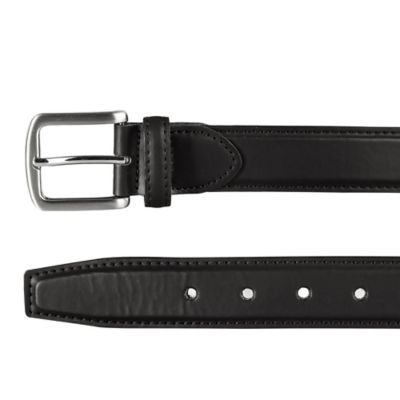 Image showing  Men's Leather Cut Edge Stitched Belt with Snaps, 34 mm, Black
