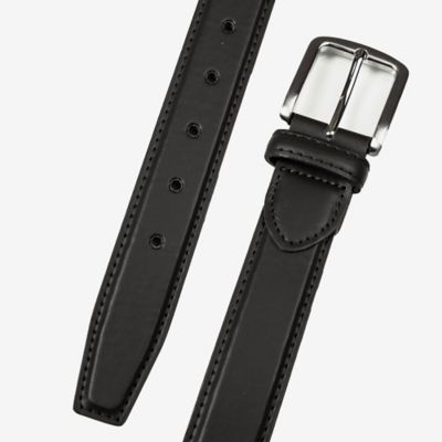 Image showing  Men's Leather Cut Edge Stitched Belt with Snaps, 34 mm, Black