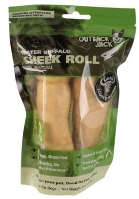 Outback Jack Water Buffalo Cheek Roll Dog Chew Treats, 2 ct.