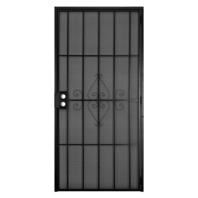 Titan 30 in. x 80 in. Su Casa Black Surface Mount Outswing Steel Security Door with Expanded Metal Screen