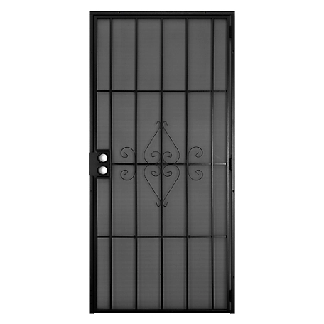 Titan 32 in. x 80 in. Su Casa Black Surface Mount Outswing Steel Security Door with Expanded Metal Screen