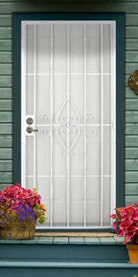 Image showing  36 in. x 80 in. Su Casa Navajo White Surface Mount Outswing Steel Security Door with Expanded Metal Screen