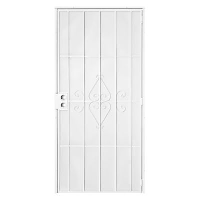 Titan 30 in. x 80 in. Su Casa White Surface Mount Outswing Steel Security Door with Expanded Metal Screen