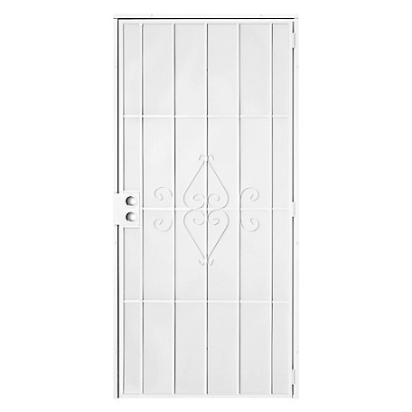 Titan 32 in. x 80 in. Su Casa White Surface Mount Outswing Steel Security Door with Expanded Metal Screen