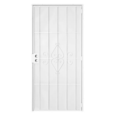 Titan 36 in. x 80 in. Su Casa White Surface Mount Outswing Steel Security Door with Expanded Metal Screen