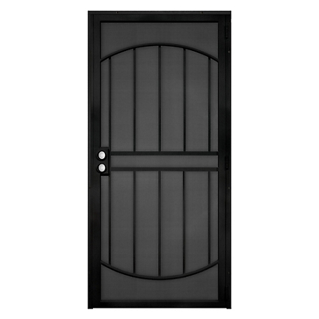Titan 32 in. x 80 in. Arcada Black Surface Mount Outswing Steel Security Door with Expanded Metal Screen