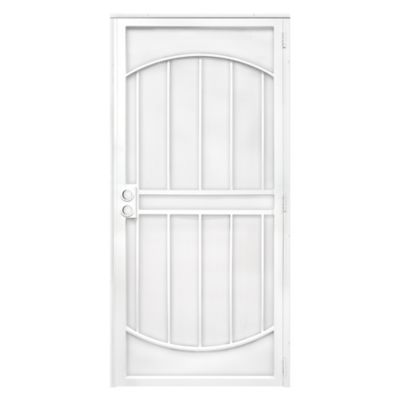 Titan 32 in. x 80 in. Arcada White Surface Mount Outswing Steel Security Door with Expanded Metal Screen This security screen door is great