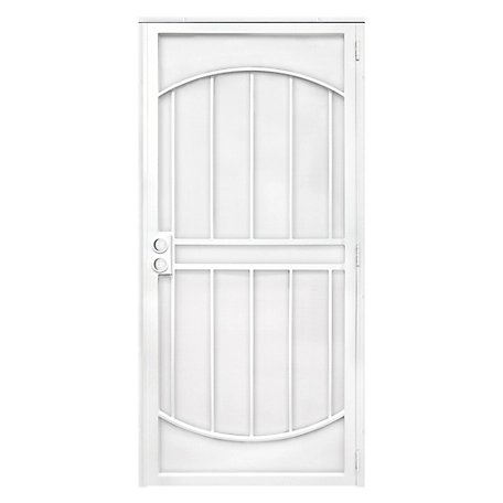 Titan 32 in. x 80 in. Arcada White Surface Mount Outswing Steel Security Door with Expanded Metal Screen