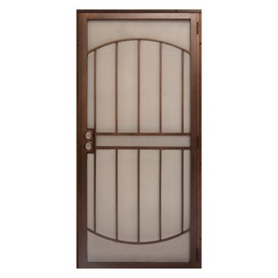 Titan 32 in. x 80 in. Arcada Copper Surface Mount Outswing Steel Security Door with Expanded Metal Screen
