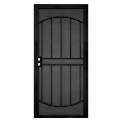 Titan 36 in. x 80 in. Arcada Black Surface Mount Outswing Steel Security Door with Expanded Metal Screen Security Door