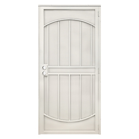 Titan 36 in. x 80 in. Arcada Navajo White Surface Mount Outswing Steel Security Door with Expanded Metal Screen