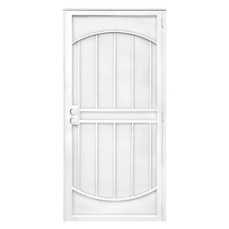 Titan 36 in. x 80 in. Arcada White Surface Mount Outswing Steel Security Door with Expanded Metal Screen