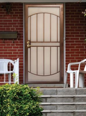 Image showing  36 in. x 80 in. Arcada Copper Surface Mount Outswing Steel Security Door with Expanded Metal Screen