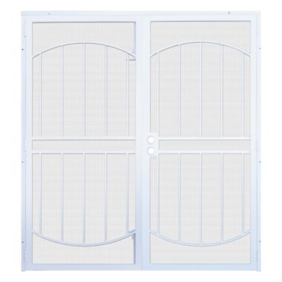 Titan 72 in. x 80 in. Arcada White Surface-Mount Outswing Steel Double Security Door with Expanded Metal Screen