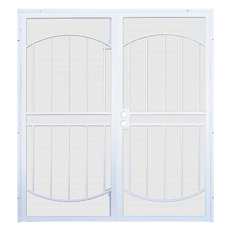 Titan 72 in. x 80 in. Arcada White Surface-Mount Outswing Steel Double Security Door with Expanded Metal Screen