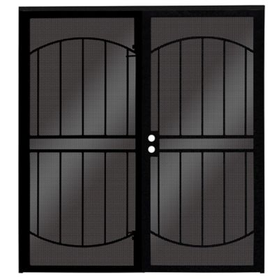 Titan 72 in. x 80 in. Arcada Black Surface Mount Outswing Steel Double Security Door with Expanded Metal Screen, IDR0640072E002