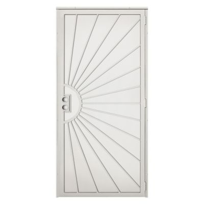 Titan 36 in. x 80 in. Solana Navajo White Surface Mount Outswing Steel Security Door with Perforated Metal Screen