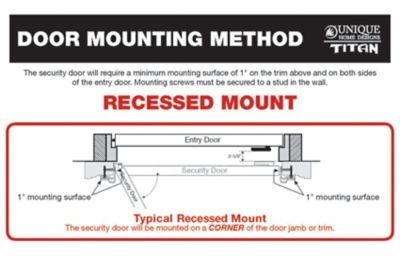 Image showing  30 in. x 80 in. Estate Black Recessed Mount All Season Security Door with Insect Screen and Glass Inserts