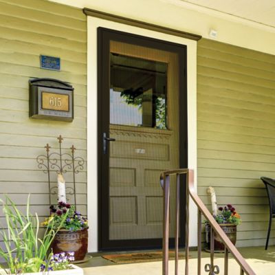 Image showing  32 in. x 80 in. Surface Mount Bronze Ultimate Security Screen Door with Meshtec Screen