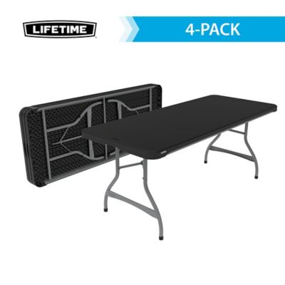 Lifetime 6 ft. Nesting Commercial Folding Table, Black, 4-Pack